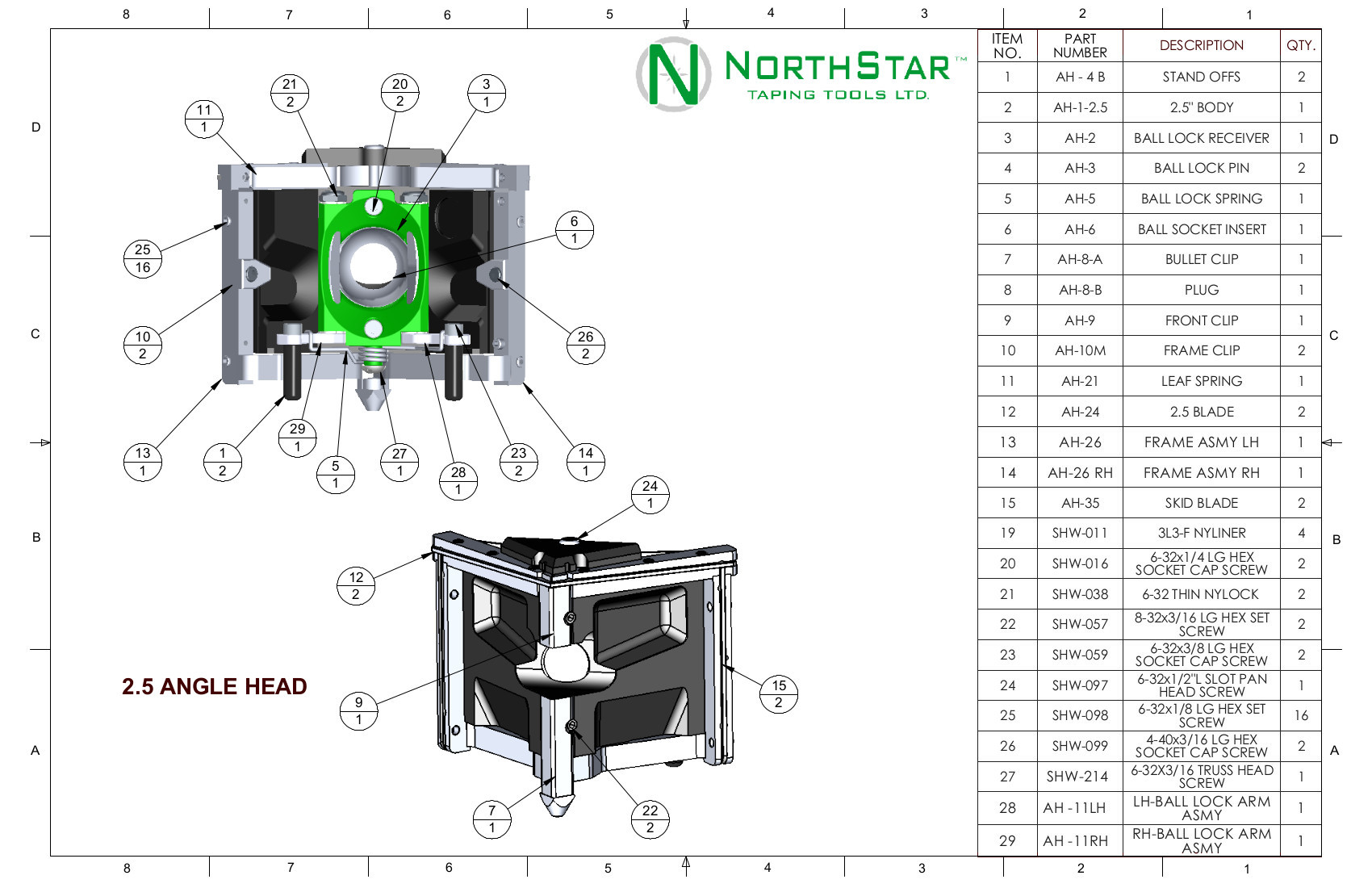 NorthStar™ 2.5 Angle Head Schematic
