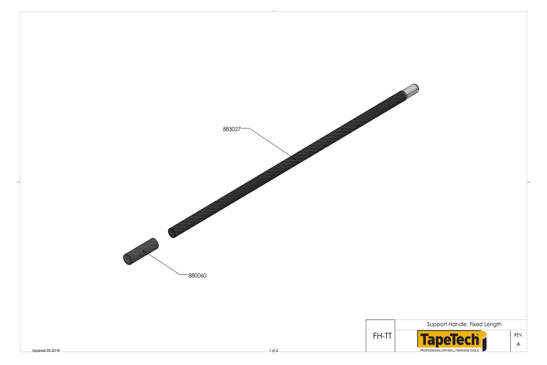 TapeTech® Universal Fiberglass Handle Schematic (FHTT)
