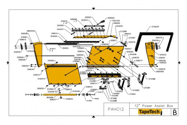 TapeTech® 12" Power Assist Flat Box Schematic (PAHC12)